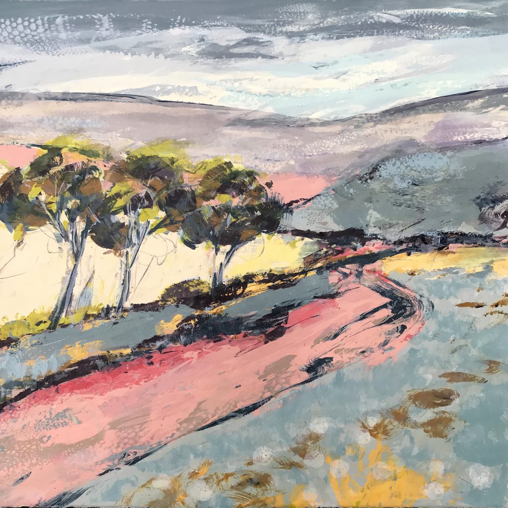 The Pink Path Silkscreen Painting 76x76 Available Gail Mason