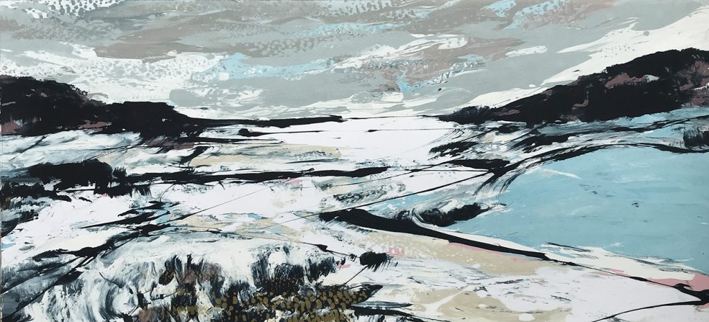 Gail Mason 'Land Lines' Silkscreen painting 76x35 cm SOLD