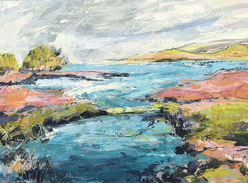 Tidal Flow Silkscreen Painting 76x56 Gail Mason SOLD