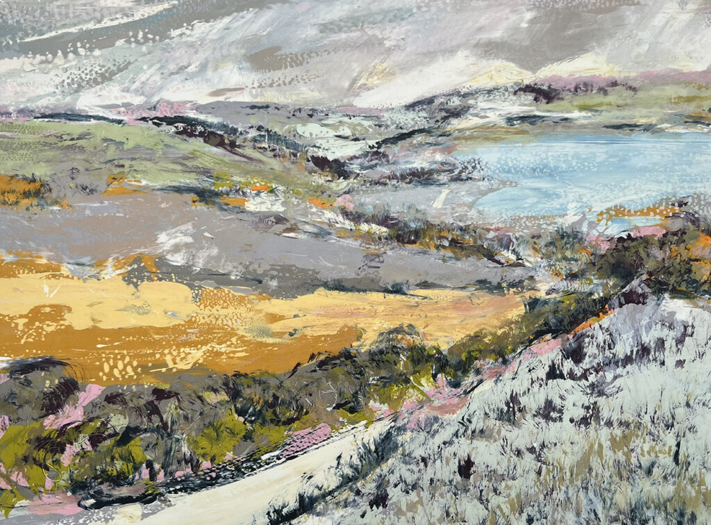 Freewheeling Gail Mason Silkscreen Painting 56x76cm Available