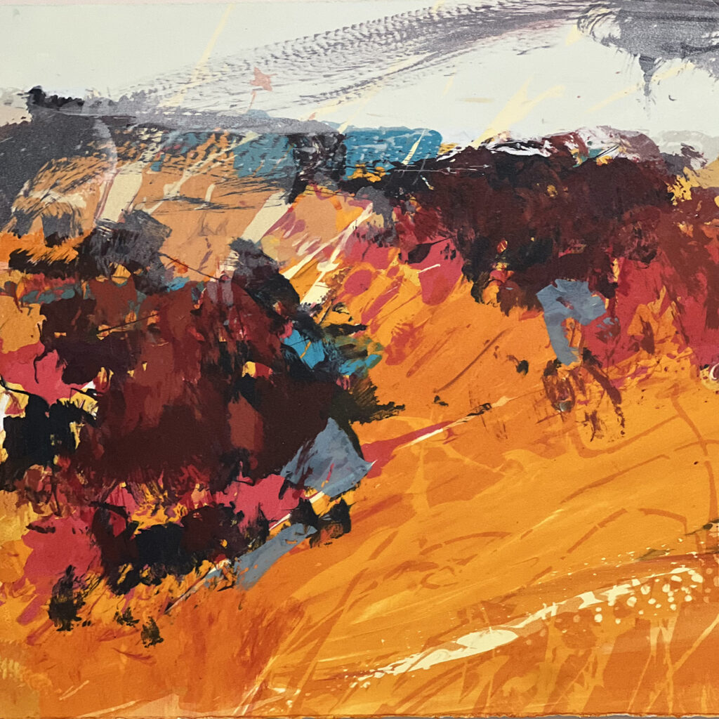 Heat Of The Afternoon Gail Mason Silkscreen Painting 32x32cm Available