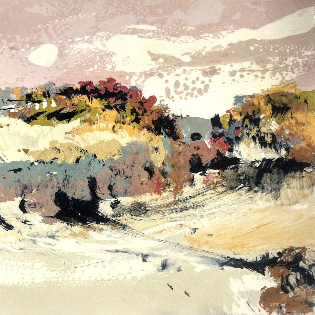 Spring Valley Silkscreen Painting 56x76cm Available Gail Mason
