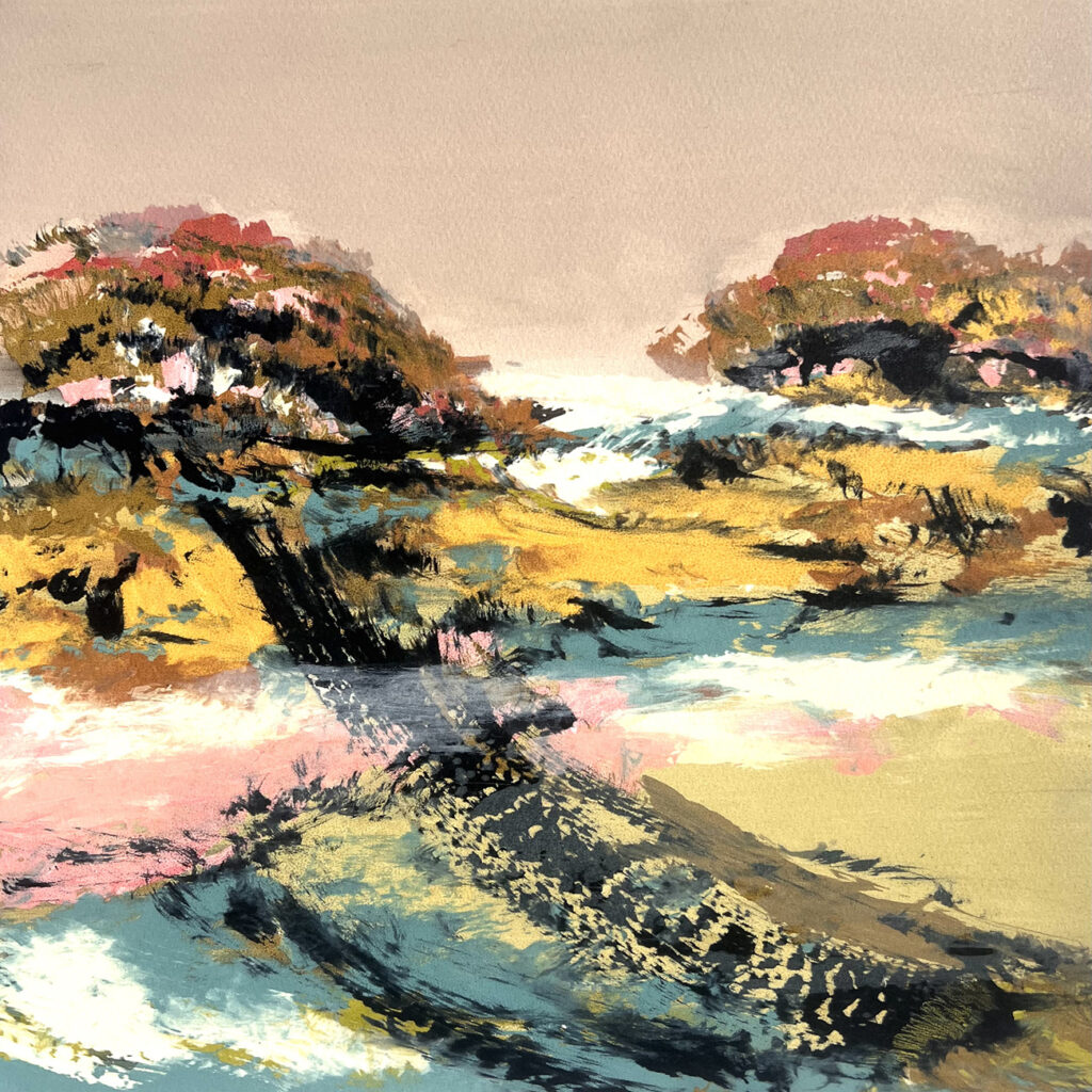 Copse Silkscreen Painting 31x31cm Available Gail Mason
