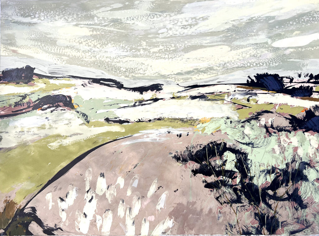 Sweep_Silkscreen Painting 56x76cm Available Gail Mason